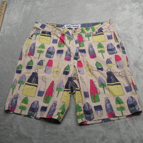 Tailor‎ Vintage Shorts Mens 34 Cream AOP Greenwich Slim Fit Stretch Chino NEW - Picture 1 of 14